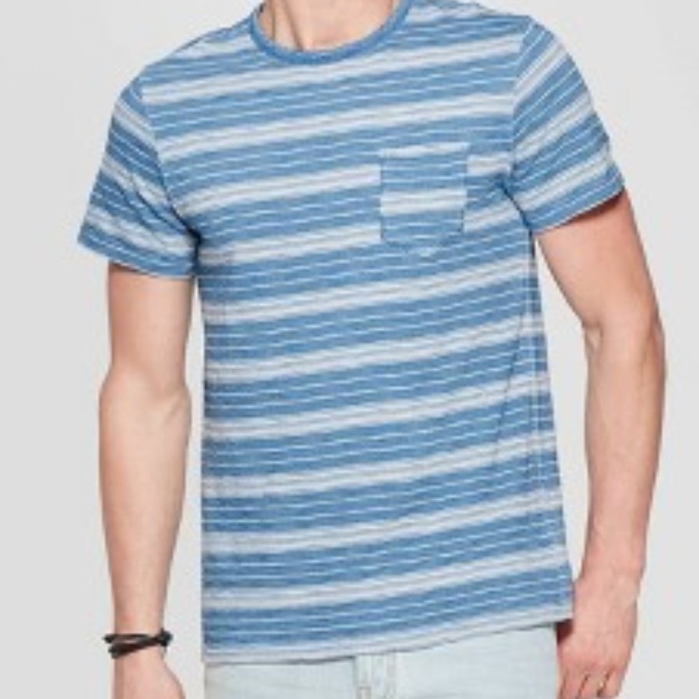 Men's Striped Standard Fit Short Sleeve Indigo